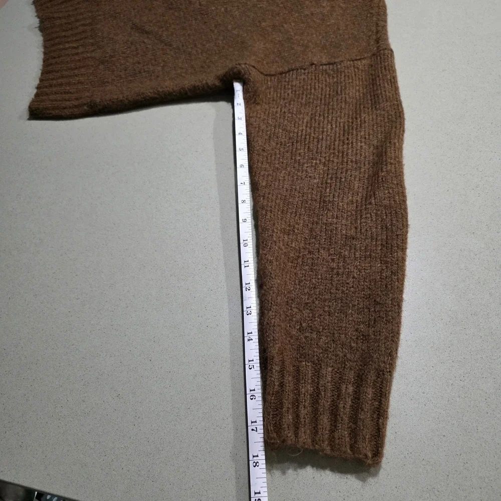 American Eagle Brown Quarter Zip Mock Neck‎ Knit Sweater Womens Medium 0702
